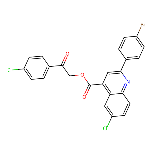 2-(4-Chlorophenyl)-2-oxoethyl 2-(4-bromophenyl)-6-chloroquinoline-4-carboxylate structure