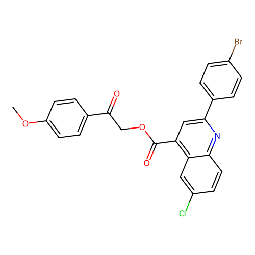 2-(4-Methoxyphenyl)-2-oxoethyl 2-(4-bromophenyl)-6-chloroquinoline-4-carboxylate structure