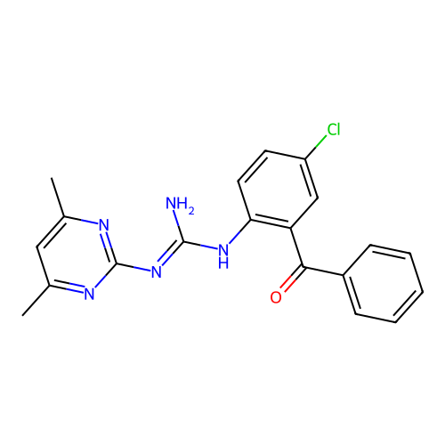 1-[4-Chloro-2-(phenylcarbonyl)phenyl]-3-(4,6-dimethylpyrimidin-2-yl)guanidine structure