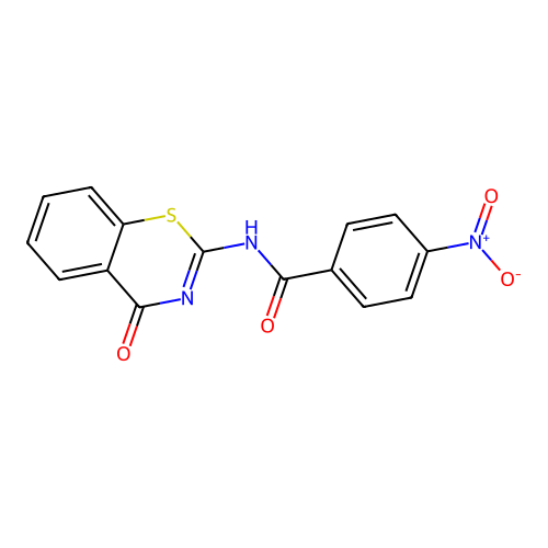 4-nitro-N-[(2Z)-4-oxo-3,4-dihydro-2H-1,3-benzothiazin-2-ylidene]benzamide structure
