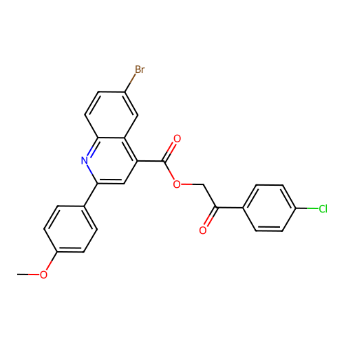 2-(4-Chlorophenyl)-2-oxoethyl 6-bromo-2-(4-methoxyphenyl)quinoline-4-carboxylate structure