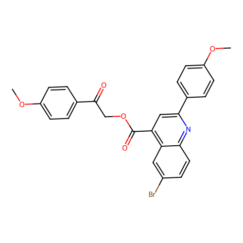 2-(4-methoxyphenyl)-2-oxoethyl 6-bromo-2-(4-methoxyphenyl)quinoline-4-carboxylate structure