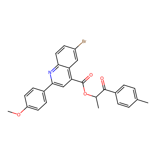 1-(4-methylphenyl)-1-oxopropan-2-yl 6-bromo-2-(4-methoxyphenyl)quinoline-4-carboxylate structure
