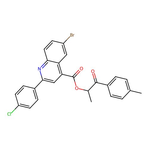 1-(4-methylphenyl)-1-oxopropan-2-yl 6-bromo-2-(4-chlorophenyl)quinoline-4-carboxylate structure