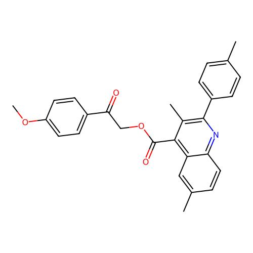 2-(4-methoxyphenyl)-2-oxoethyl 3,6-dimethyl-2-(4-methylphenyl)quinoline-4-carboxylate structure