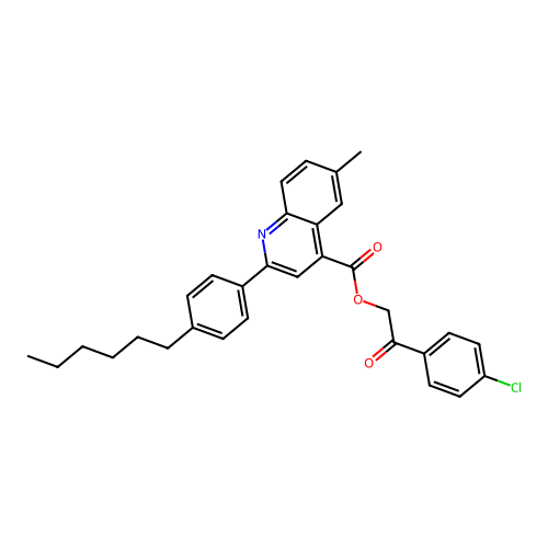 2-(4-Chlorophenyl)-2-oxoethyl 2-(4-hexylphenyl)-6-methylquinoline-4-carboxylate structure