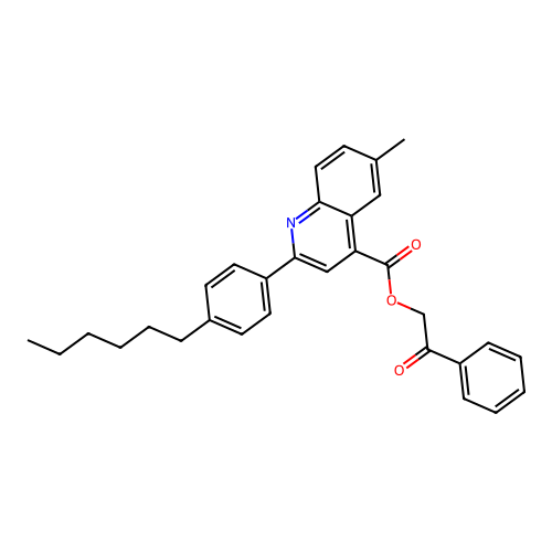 2-Oxo-2-phenylethyl 2-(4-hexylphenyl)-6-methylquinoline-4-carboxylate structure