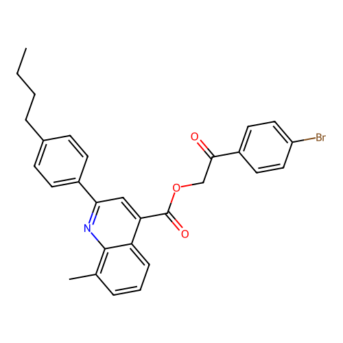 2-(4-Bromophenyl)-2-oxoethyl 2-(4-butylphenyl)-8-methylquinoline-4-carboxylate structure