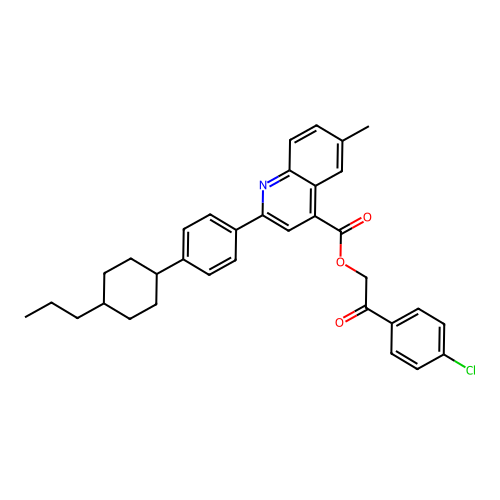 2-(4-chlorophenyl)-2-oxoethyl 6-methyl-2-[4-(4-propylcyclohexyl)phenyl]quinoline-4-carboxylate structure