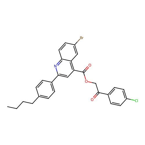 2-(4-Chlorophenyl)-2-oxoethyl 6-bromo-2-(4-butylphenyl)quinoline-4-carboxylate structure