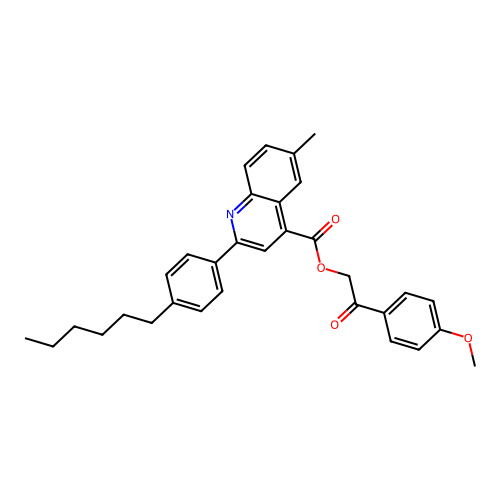 2-(4-Methoxyphenyl)-2-oxoethyl 2-(4-hexylphenyl)-6-methylquinoline-4-carboxylate structure