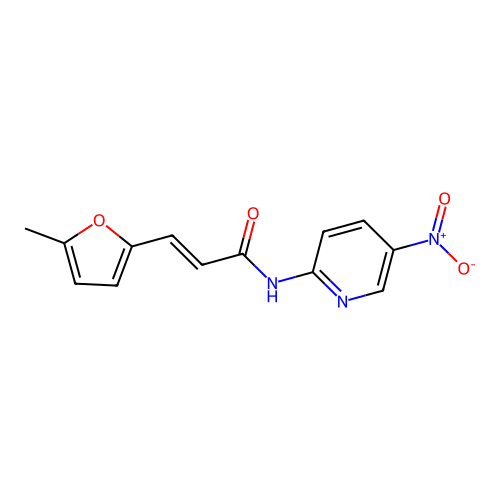 (E)-3-(5-methylfuran-2-yl)-N-(5-nitropyridin-2-yl)prop-2-enamide structure