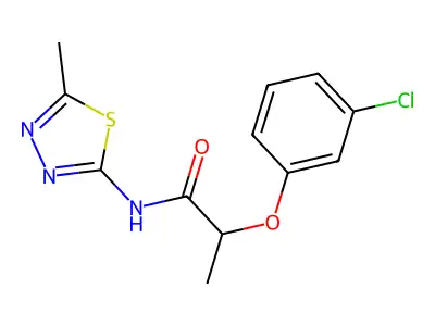 2-(3-chlorophenoxy)-N-(5-methyl-1,3,4-thiadiazol-2-yl)propanamide structure