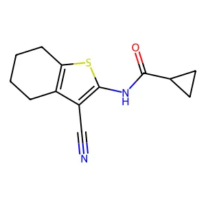 N-(3-cyano-4,5,6,7-tetrahydro-1-benzothiophen-2-yl)cyclopropanecarboxamide structure