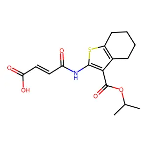 benzo[b]thiophene-3-carboxylic acid, 2-[[(2E)-3-carboxy-1-oxo-2-propenyl]amino]-4,5,6,7-tetrahydro-, 3-(1-methylethyl) ester structure