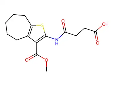 4-{[3-(methoxycarbonyl)-5,6,7,8-tetrahydro-4H-cyclohepta[b]thien-2-yl]amino}-4-oxobutanoic acid structure