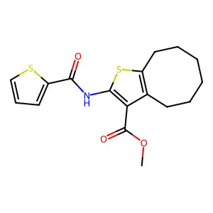 methyl 2-(thiophene-2-carbonylamino)-4,5,6,7,8,9-hexahydrocycloocta[b]thiophene-3-carboxylate structure