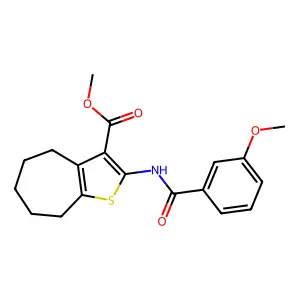 methyl 2-[(3-methoxybenzoyl)amino]-5,6,7,8-tetrahydro-4H-cyclohepta[b]thiophene-3-carboxylate structure