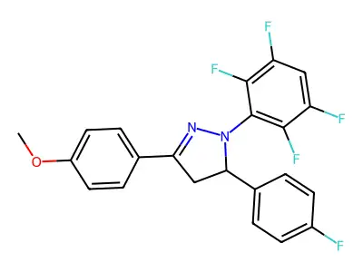 5-(4-fluorophenyl)-3-(4-methoxyphenyl)-1-(2,3,5,6-tetrafluorophenyl)-4,5-dihydro-1H-pyrazole structure