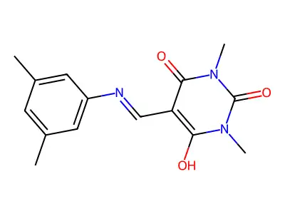5-[(3,5-dimethylanilino)methylene]-1,3-dimethyl-2,4,6(1H,3H,5H)-pyrimidinetrione structure
