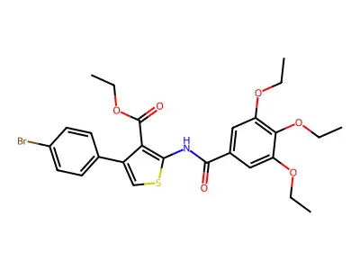 Ethyl 4-(4-bromophenyl)-2-[(3,4,5-triethoxybenzoyl)amino]-3-thiophenecarboxylate structure
