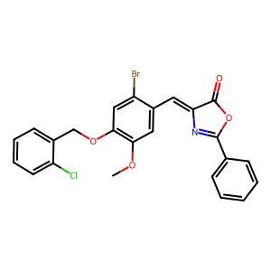 4-{2-bromo-4-[(2-chlorobenzyl)oxy]-5-methoxybenzylidene}-2-phenyl-1,3-oxazol-5(4H)-one structure