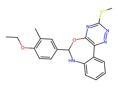 6-(4-ethoxy-3-methylphenyl)-3-(methylsulfanyl)-6,7-dihydro[1,2,4]triazino[5,6-d][3,1]benzoxazepine structure