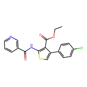Ethyl 4-(4-chlorophenyl)-2-(pyridine-3-carbonylamino)thiophene-3-carboxylate structure