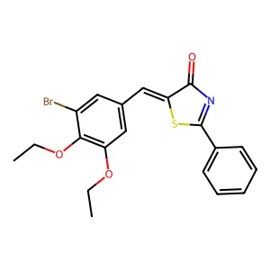(5Z)-5-[(3-bromo-4,5-diethoxyphenyl)methylidene]-2-phenyl-1,3-thiazol-4-one structure