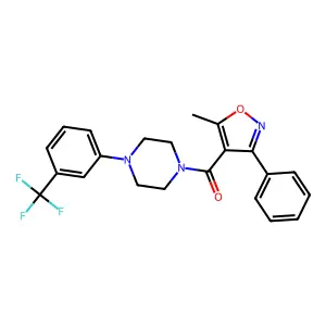 (5-methyl-3-phenyl-1,2-oxazol-4-yl)-[4-[3-(trifluoromethyl)phenyl]piperazin-1-yl]methanone structure