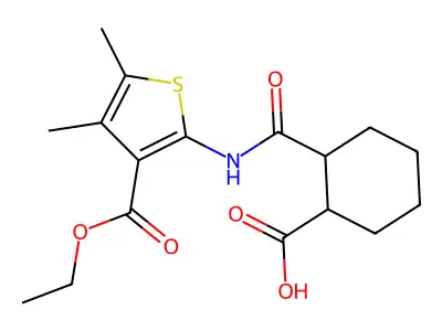 2-[(3-ethoxycarbonyl-4,5-dimethylthiophen-2-yl)carbamoyl]cyclohexane-1-carboxylic acid structure