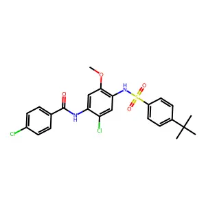 N-(4-{[(4-tert-butylphenyl)sulfonyl]amino}-2-chloro-5-methoxyphenyl)-4-chlorobenzamide structure