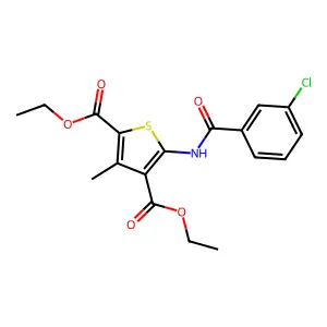 Diethyl 5-[(3-chlorobenzoyl)amino]-3-methylthiophene-2,4-dicarboxylate structure