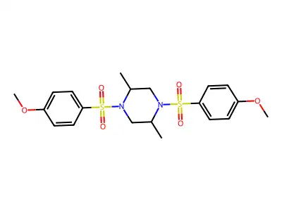 1,4-Bis[(4-methoxyphenyl)sulfonyl]-2,5-dimethylpiperazine structure