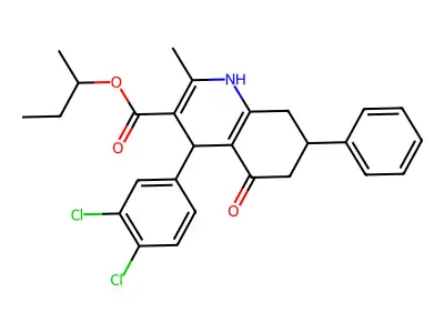 butan-2-yl 4-(3,4-dichlorophenyl)-2-methyl-5-oxo-7-phenyl-1,4,5,6,7,8-hexahydroquinoline-3-carboxylate structure