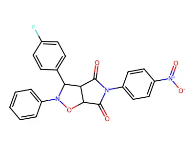 3-(4-fluorophenyl)-5-(4-nitrophenyl)-2-phenyldihydro-2H-pyrrolo[3,4-d]isoxazole-4,6(5H,6aH)-dione structure