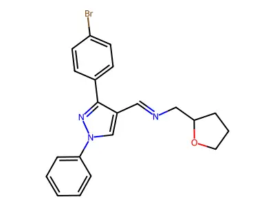 N-{(E)-[3-(4-bromophenyl)-1-phenyl-1H-pyrazol-4-yl]methylidene}-1-(tetrahydrofuran-2-yl)methanamine structure