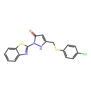 1-(1,3-Benzothiazol-2-yl)-3-{[(4-chlorophenyl)-thio]methyl}-1H-pyrazol-5-ol structure