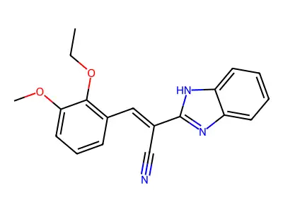 (E)-2-(1H-benzimidazol-2-yl)-3-(2-ethoxy-3-methoxyphenyl)prop-2-enenitrile structure