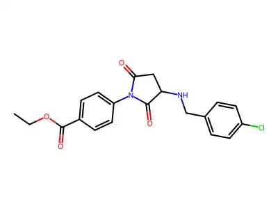 Ethyl 4-{3-[(4-chlorobenzyl)amino]-2,5-dioxopyrrolidin-1-yl}benzoate structure