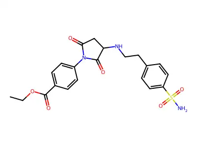 Ethyl 4-(2,5-dioxo-3-{[2-(4-sulfamoylphenyl)ethyl]amino}pyrrolidin-1-yl)benzoate structure