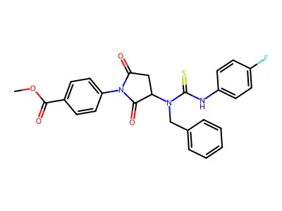 Methyl 4-[3-[[[(4-fluorophenyl)amino]thioxomethyl](phenylmethyl)amino]-2,5-dioxo-1-pyrrolidinyl]benzoate structure