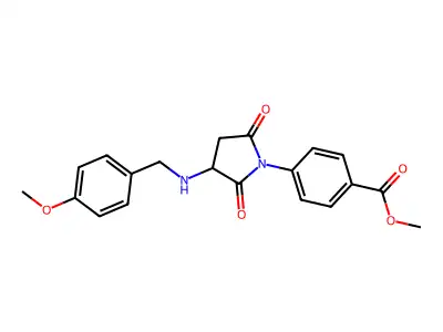 Methyl 4-(3-((4-methoxybenzyl)amino)-2,5-dioxopyrrolidin-1-yl)benzoate structure