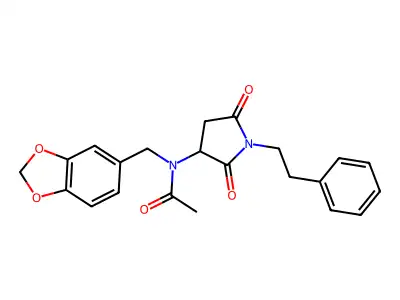 N-(1,3-benzodioxol-5-ylmethyl)-N-[2,5-dioxo-1-(2-phenylethyl)pyrrolidin-3-yl]acetamide structure