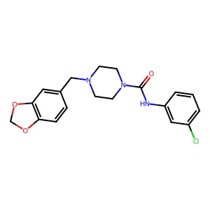 4-(1,3-benzodioxol-5-ylmethyl)-N-(3-chlorophenyl)piperazine-1-carboxamide structure