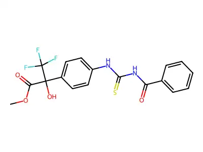 methyl 2-[4-(benzoylcarbamothioylamino)phenyl]-3,3,3-trifluoro-2-hydroxypropanoate structure