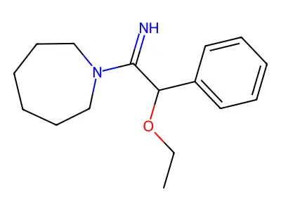 1H-Azepine, hexahydro-1-(2-ethoxy-2-phenylacetimidoyl)- structure