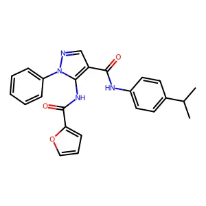 5-(furan-2-carbonylamino)-1-phenyl-N-(4-propan-2-ylphenyl)pyrazole-4-carboxamide structure