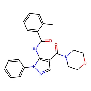 2-methyl-N-[4-(morpholine-4-carbonyl)-2-phenylpyrazol-3-yl]benzamide structure