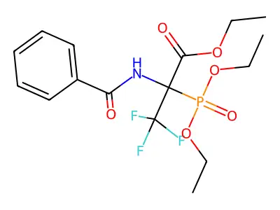Ethyl 2-(benzoylamino)-2-(diethoxyphosphoryl)-3,3,3-trifluoropropanoate structure